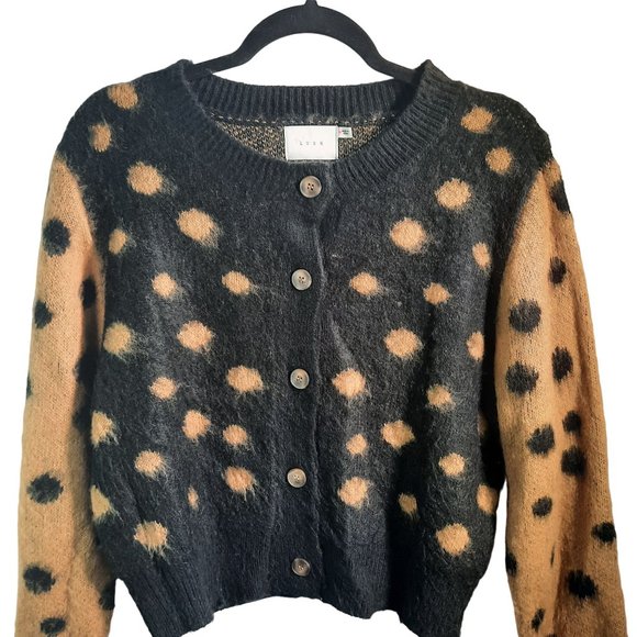 Lush Mixed Spot Button Up Cardigan - Picture 1 of 14